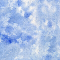 Abstract blue winter watercolor hand-painted for background.
