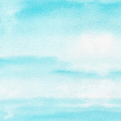 Abstract light blue watercolor hand-painted for background.