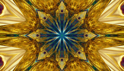 abstract mandala pattern for background with gold and blue colors