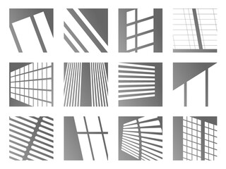 Window shadow vecgtor set. Shadow overlay effects collection. Window frames