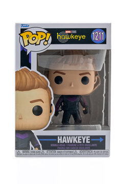 Hawkeye funko pop box. Studio image