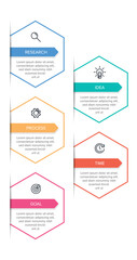 Vertical infographic design with icons and 5 options or steps. Thin line. Infographics business concept. Can be used for info graphics, flow charts, presentations, mobile web sites, printed materials.