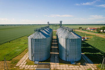 Tanks for processing and storage of soybean and wheat grain. Harvesting and processing and storage elevator