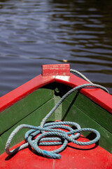 red and green boat