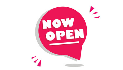 "now open the" icon for print and internet
