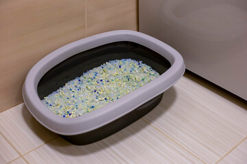 Box with special gel for cat toilet