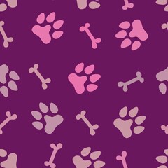  Animals seamless dogs footprints and bones pattern for clothes print and kids and fabrics and wrapping