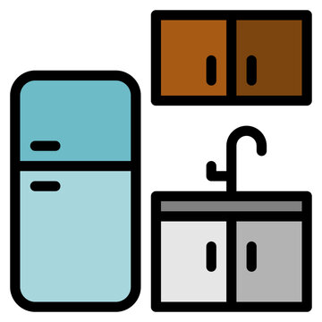 Kitchen Food Fridge Shelves Furniture - Filled Outline Icon