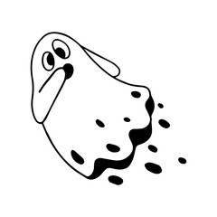 Linear doodle sketch of a ghost.Vector graphic.