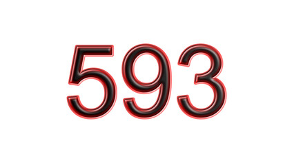red 593 number 3d effect white background