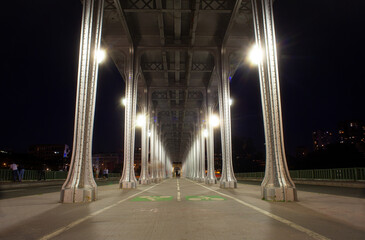 Fototapeta premium View of bridge Bir-Hakeim called Pont de Passy at night, Paris