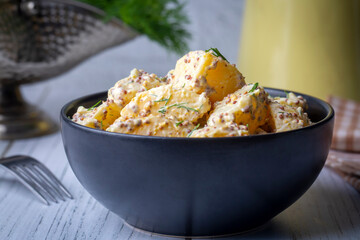 Potato salad with mustard seeds and mayonnaise (Turkish name; patates salatasi)