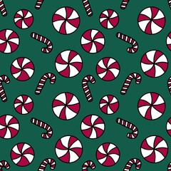 Seamless Christmas mint candy pattern for kids clothes print and accessories and wrapping and new year gift box