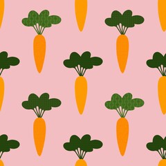 Autumn vegetable seamless cartoon carrot pattern for wrapping paper and clothes print and kids and kitchen textiles