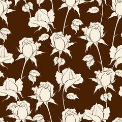 Beige Floral Rose Seamless Pattern Background