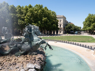Monuments aux Girondins , famous fountain on the Quinconces square in Bordeaux