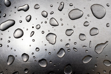 Water drops on metal surface - Selective focus