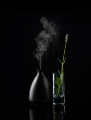 Association of lavender aroma in the steam of a scent dispenser