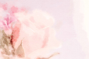 Obraz na płótnie Canvas Romantic flower watercolor painting close up of pink rose.
