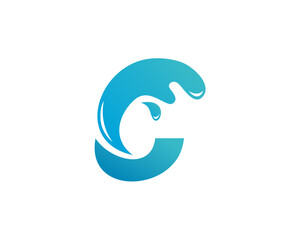 Watter and Letter C Combination Logo Vector Design