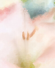 Delicate flower watercolor painting macro close inside of pink flower petals.