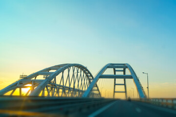 Landscape of the Crimean bridge against the sky. Crimea