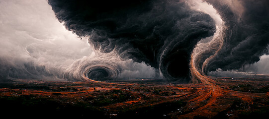 A spiralling storm of death Digital Art Illustration Painting Hyper Realistic