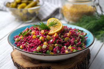 Bulgur Salad with Turnips (Turkish name; salgamli bulgur salatasi)