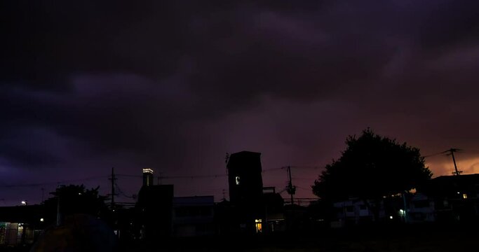 Thunderstorm and clouds over city