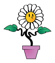 flower in pot cartoon