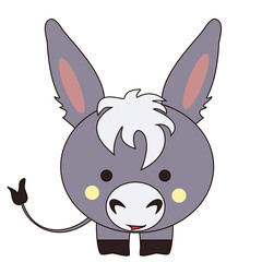 Cute Donkey Burro Cartoon Kawaii  Flat Vector Isolated Illustration 