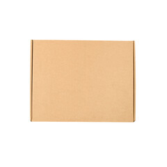 Top view of carton box isolated on  white background. Brown cardboard delivery box with copy space.