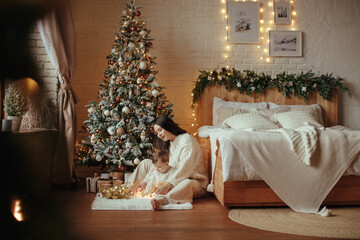 family with christmas gift