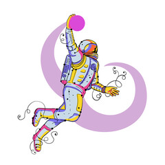 Fototapeta premium Astronaut Dunking Ball Doodle