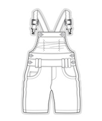 Kids overall jumpsuit garment sketch fashion template