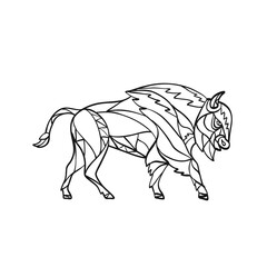 Bison Side Mosaic Black and White