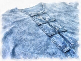 Traditional shirts of Thailand watercolor style illustration impressionist painting.