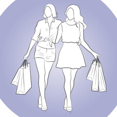 Shopping Female Outline Design.	