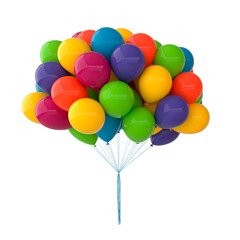Colorful balloons isolated on white background. 3d render bunch of balloons for party design