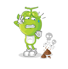 pea head with stinky waste illustration. character vector