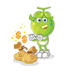 pea head refuse money illustration. character vector
