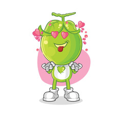 pea head fallin love vector. cartoon character