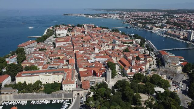 The beautiful Zadar, Zara from above, by drone 4k