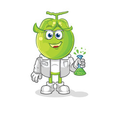 pea head scientist character. cartoon mascot vector