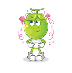 pea head shy vector. cartoon character