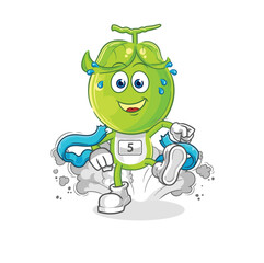 pea head runner character. cartoon mascot vector