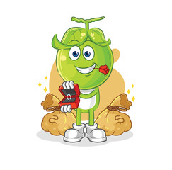 pea head propose with ring. cartoon mascot vector