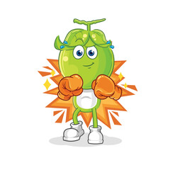 pea head boxer character. cartoon mascot vector