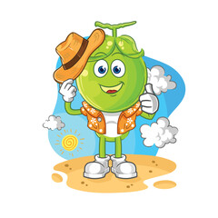 pea head go on vacation. cartoon mascot vector