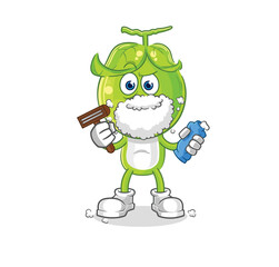 pea head shave facial hair vector. cartoon character